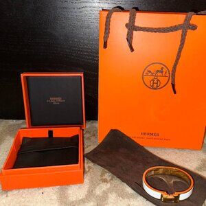 BRAND NEW!! Hermes white and gold bangle